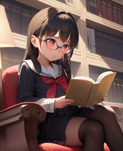 難しい顔で本を読んでる女の子