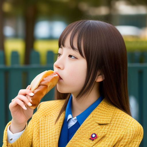 ホットドックを食べている女の子