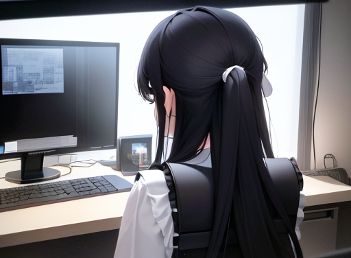 パソコンを操作している女の子