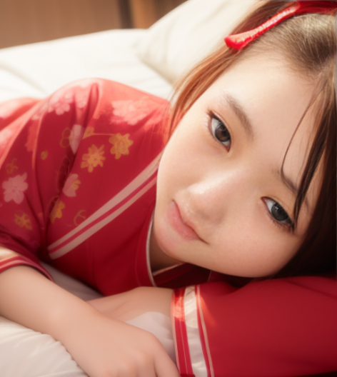 寝ている女の子の写真系イラスト画像素材