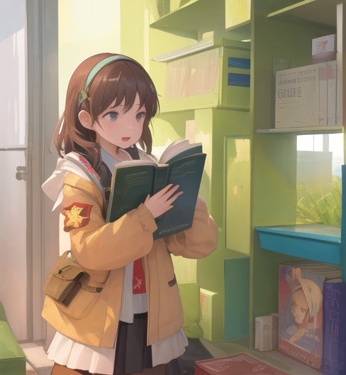 本屋で真剣に立ち読みしている若い女の子
