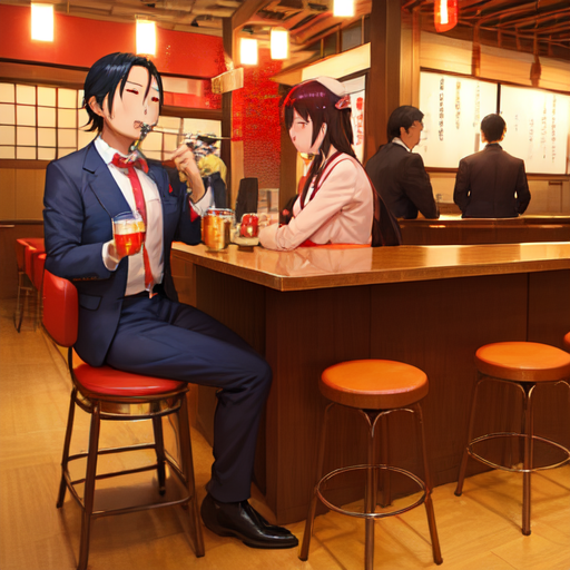 お酒を飲んでいる人たちの日本でもよく見る風景のイラスト